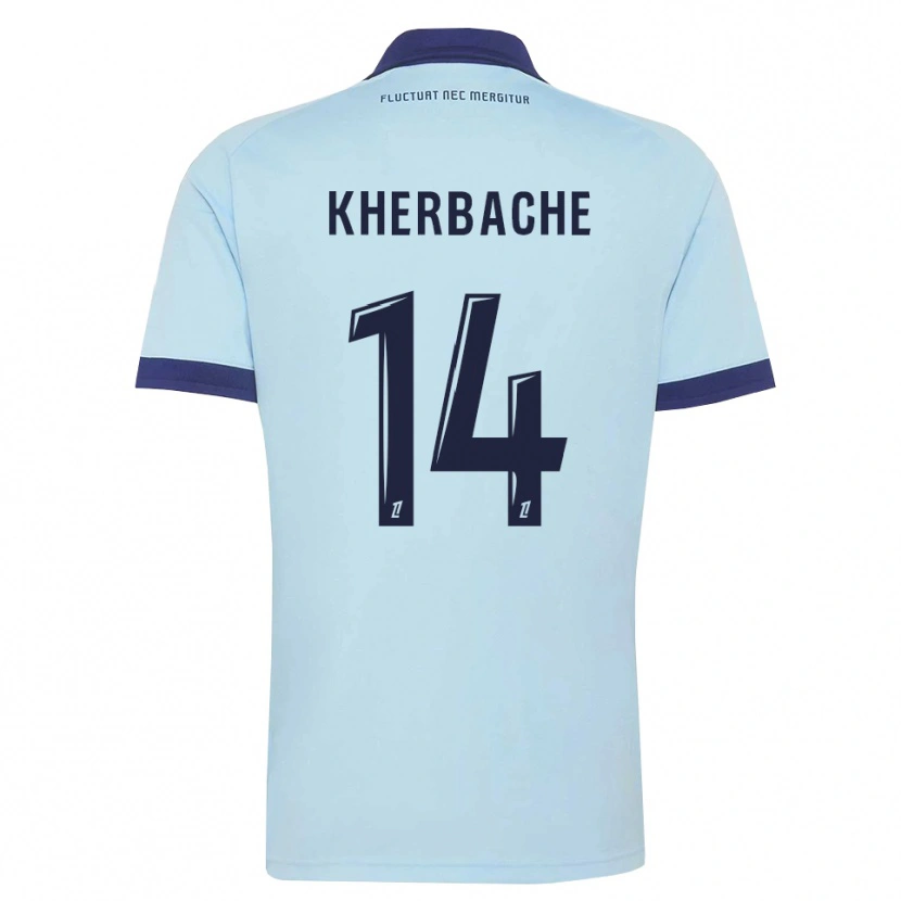 Danxen Mænd Yoann Kherbache #14 Kornblomstblå Sort Udebane Spillertrøjer 2026/27 Trøje T-Shirt