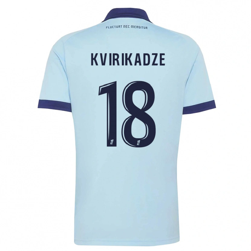 Danxen Mænd Andria Kvirikadze #18 Kornblomstblå Sort Udebane Spillertrøjer 2026/27 Trøje T-Shirt