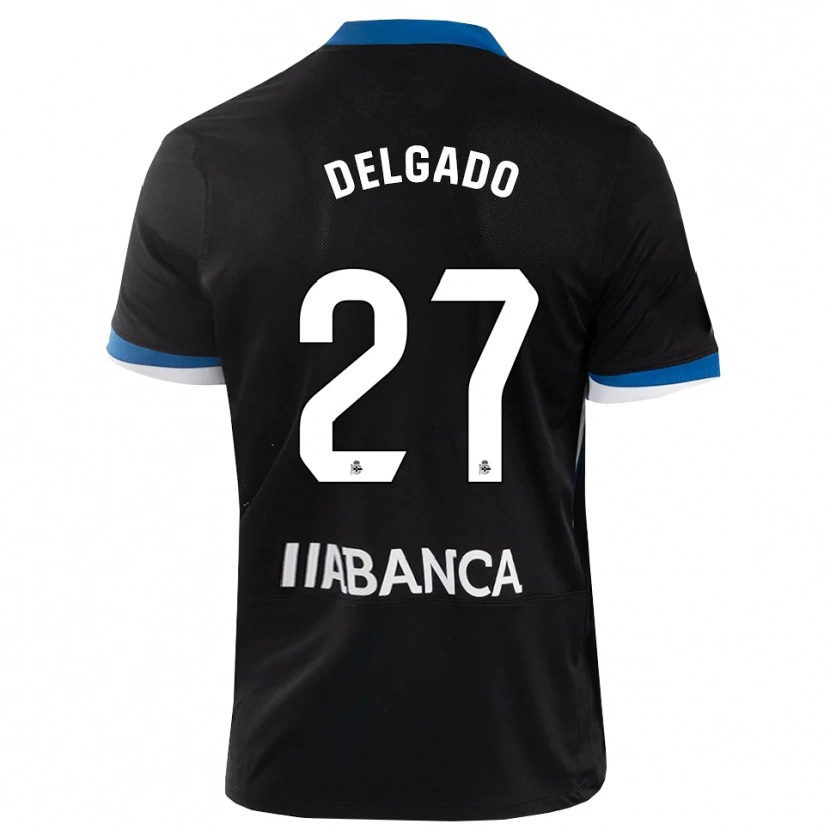 Danxen Mænd Álex Delgado #27 Sort Blå Hvid Udebane Spillertrøjer 2026/27 Trøje T-Shirt