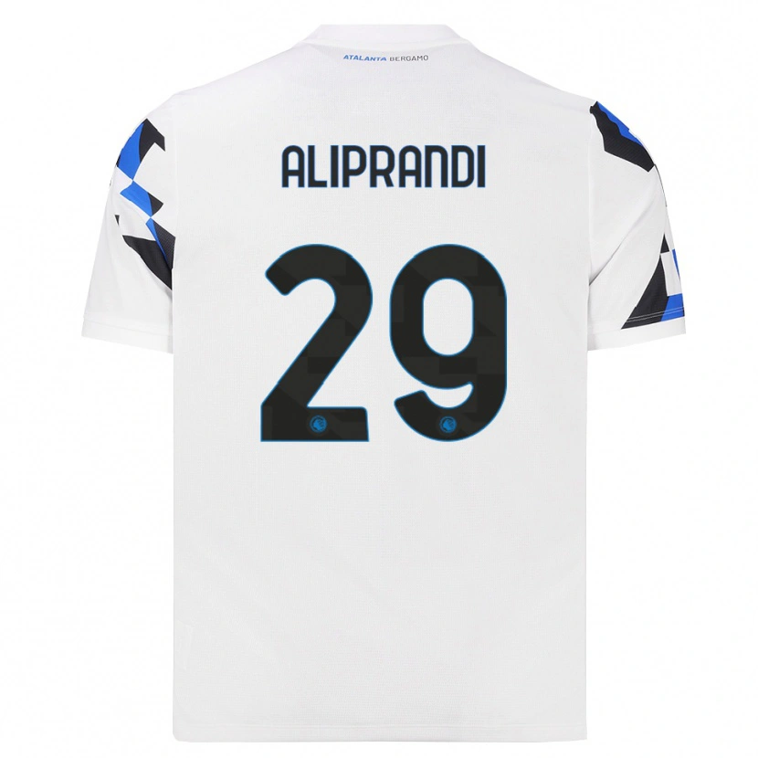 Danxen Mænd Mattia Aliprandi #29 Hvid Rød Blå Udebane Spillertrøjer 2026/27 Trøje T-Shirt