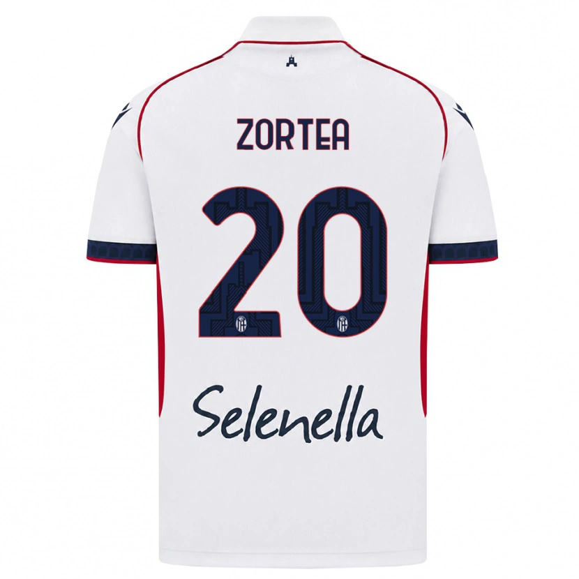 Danxen Mænd Nadir Zortea #20 Hvid Rød Kongelig Blå Udebane Spillertrøjer 2026/27 Trøje T-Shirt