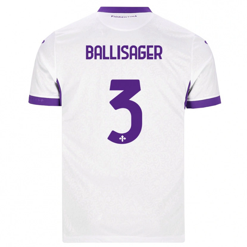 Danxen Mænd Stine Ballisager Pedersen #3 Hvid Lilla Udebane Spillertrøjer 2026/27 Trøje T-Shirt