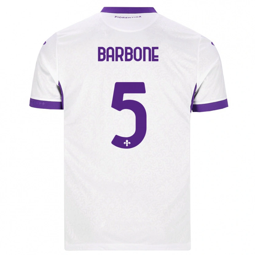 Danxen Mænd Mattia Barbone #5 Hvid Lilla Udebane Spillertrøjer 2026/27 Trøje T-Shirt