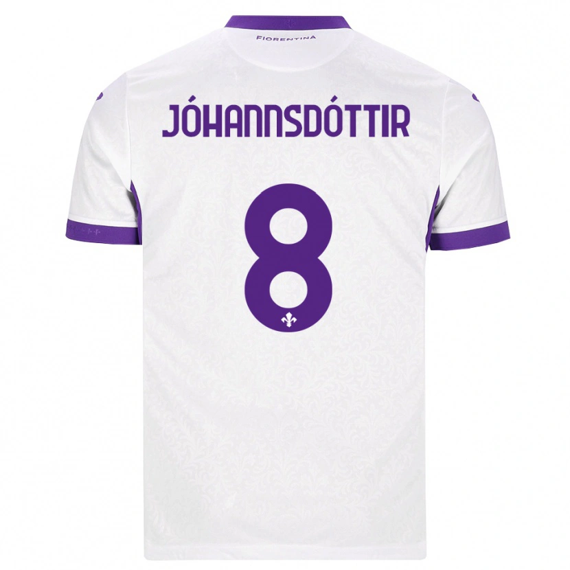 Danxen Mænd Alexandra Jóhannsdóttir #8 Hvid Lilla Udebane Spillertrøjer 2026/27 Trøje T-Shirt