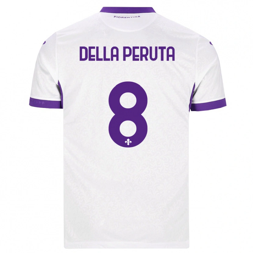 Danxen Mænd Victoria Della Peruta #8 Hvid Lilla Udebane Spillertrøjer 2026/27 Trøje T-Shirt