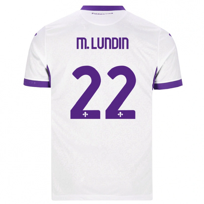 Danxen Mænd Karin Maria Lundin #22 Hvid Lilla Udebane Spillertrøjer 2026/27 Trøje T-Shirt