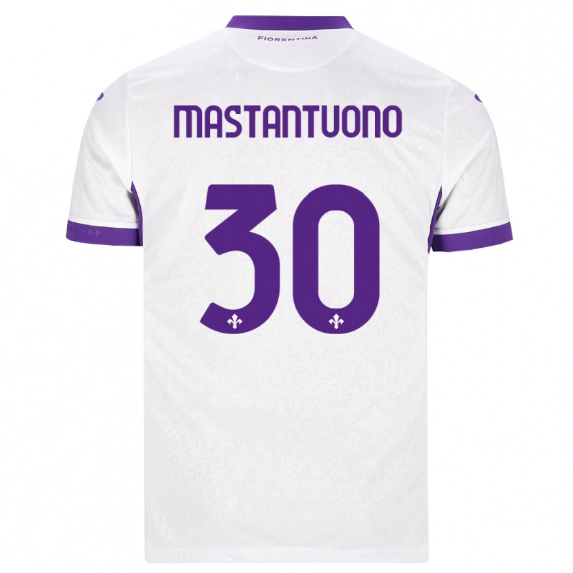 Danxen Mænd Franco Mastantuono #30 Hvid Lilla Udebane Spillertrøjer 2026/27 Trøje T-Shirt