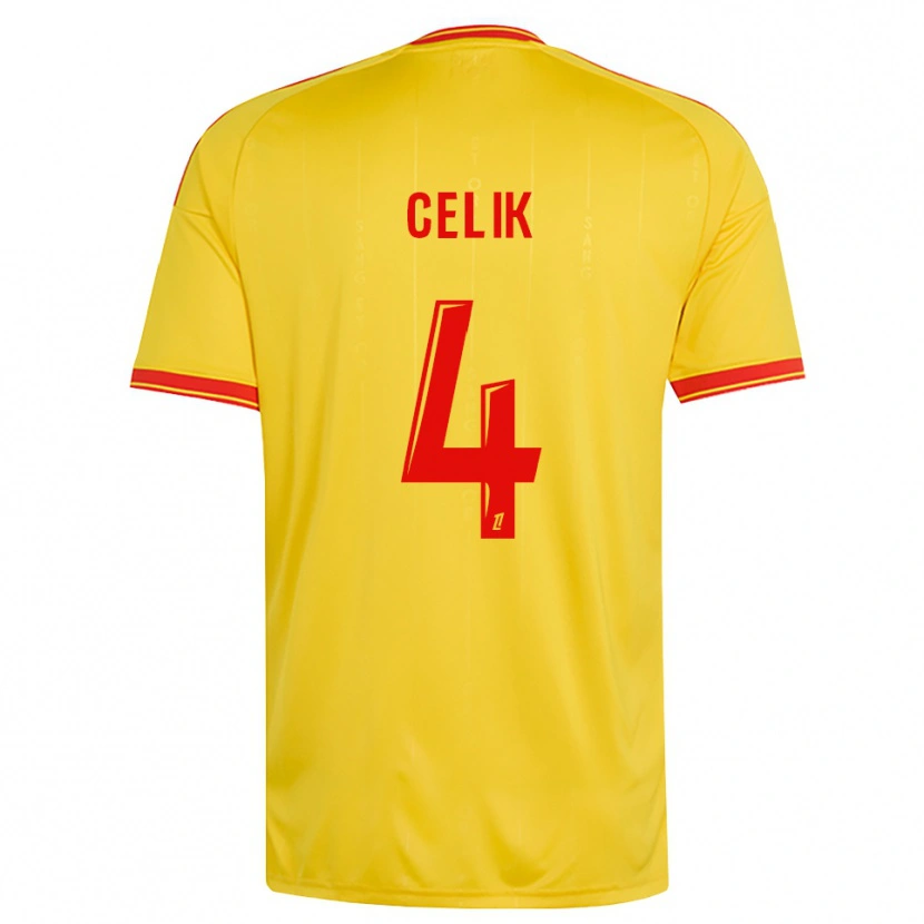 Danxen Kvinder Nidal Celik #4 Guld Orange Rød Hjemmebane Spillertrøjer 2026/27 Trøje T-Shirt