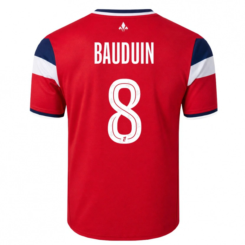 Danxen Kvinder Justine Bauduin #8 Rød Hvid Kongeblå Hjemmebane Spillertrøjer 2026/27 Trøje T-Shirt