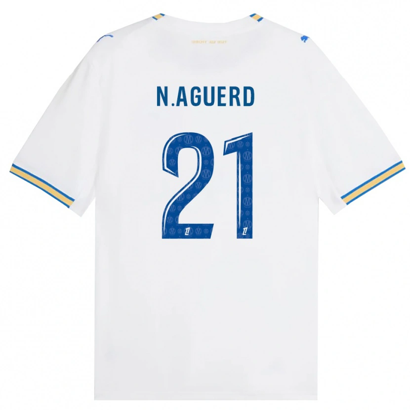 Danxen Kvinder Nayef Aguerd #21 Dodgerblå Hvid Hjemmebane Spillertrøjer 2026/27 Trøje T-Shirt