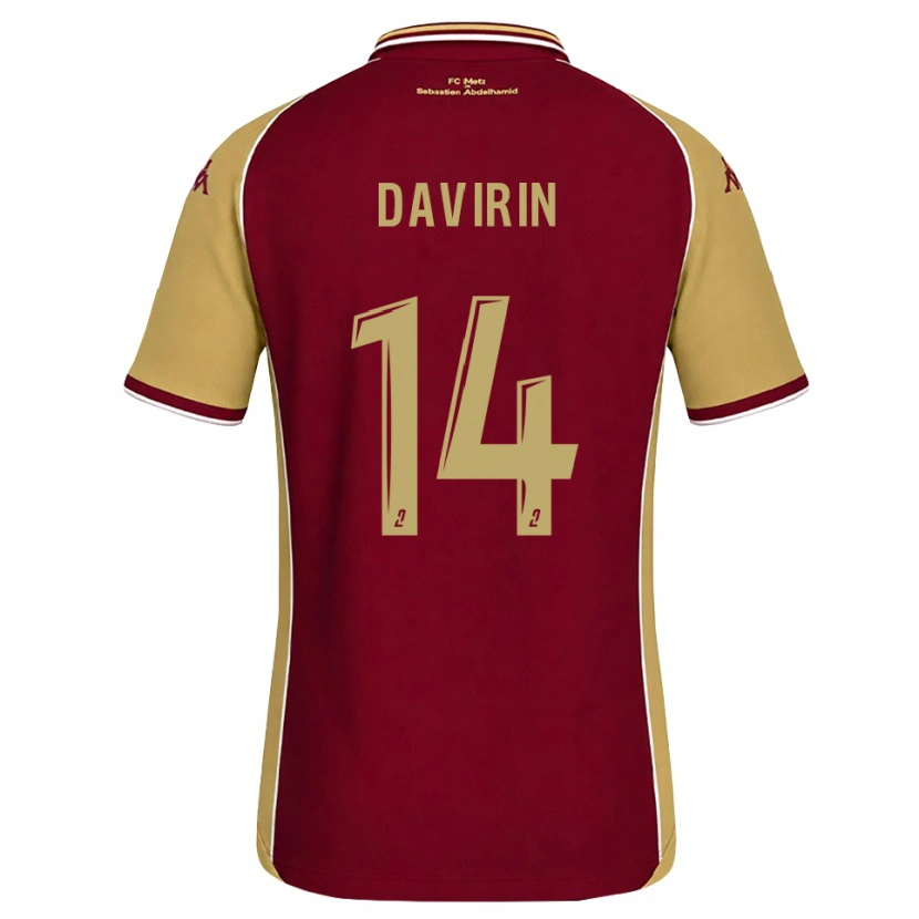 Danxen Kvinder Pierre-Alexandre Davirin #14 Gyldenrod Mørkerød Hjemmebane Spillertrøjer 2026/27 Trøje T-Shirt