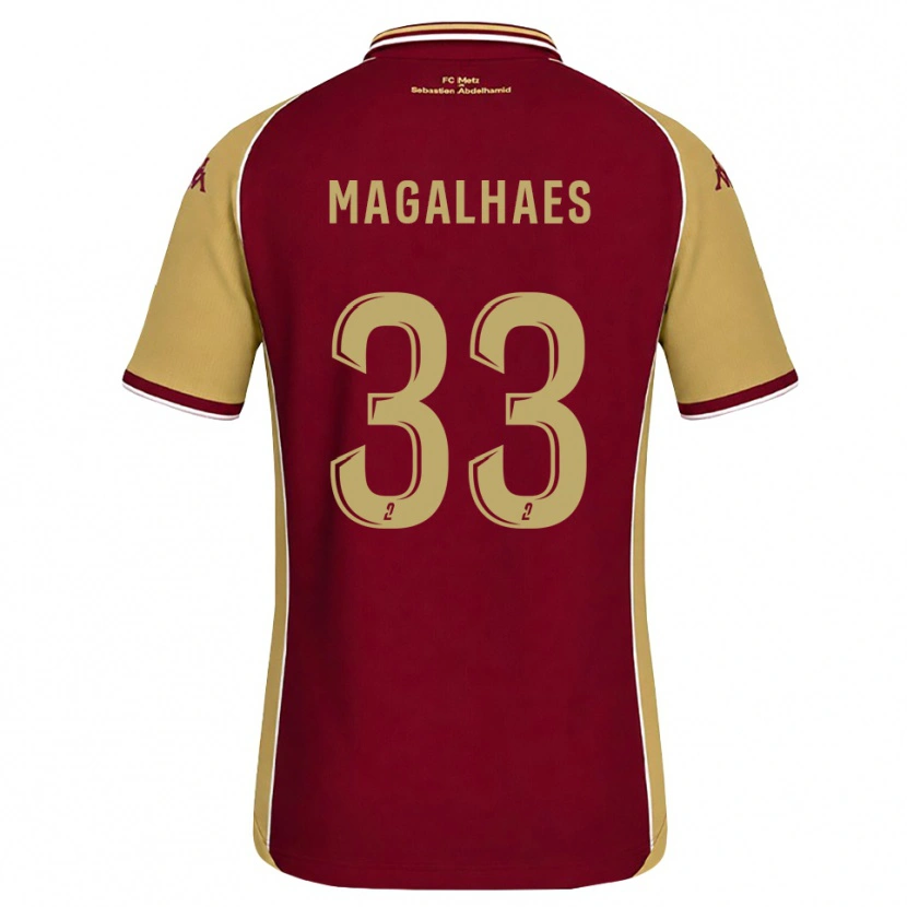 Danxen Kvinder Manon Magalhaes #33 Gyldenrod Mørkerød Hjemmebane Spillertrøjer 2026/27 Trøje T-Shirt