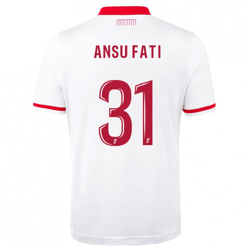 Danxen Kvinder Ansu Fati #31 Rød Hvid Hjemmebane Spillertrøjer 2026/27 Trøje T-Shirt