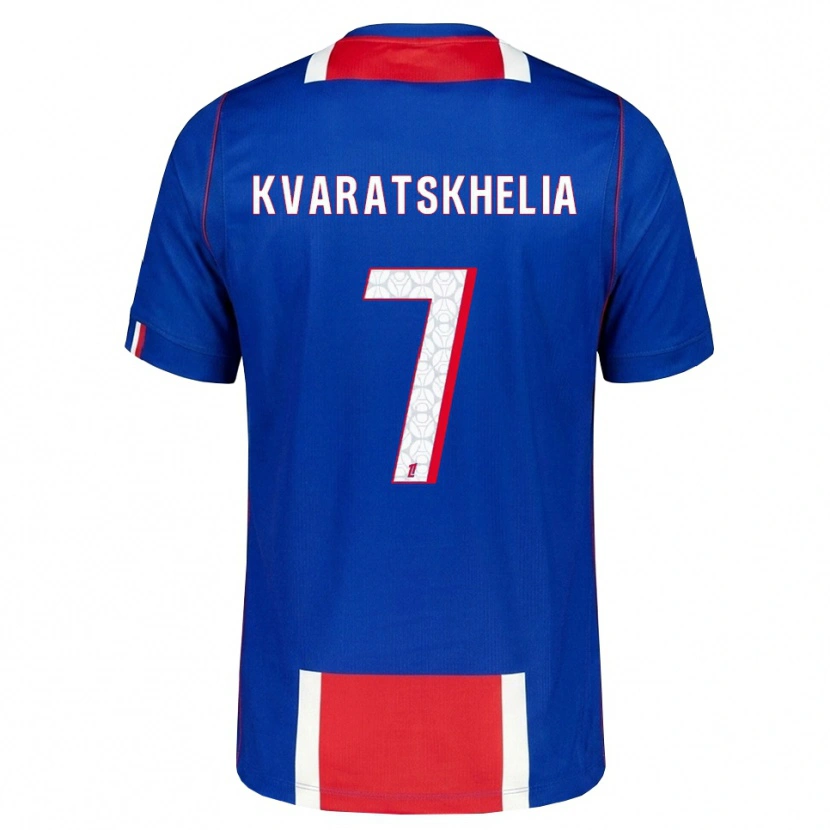 Danxen Kvinder Khvicha Kvaratskhelia #7 Rød Hvid Blå Hjemmebane Spillertrøjer 2026/27 Trøje T-Shirt