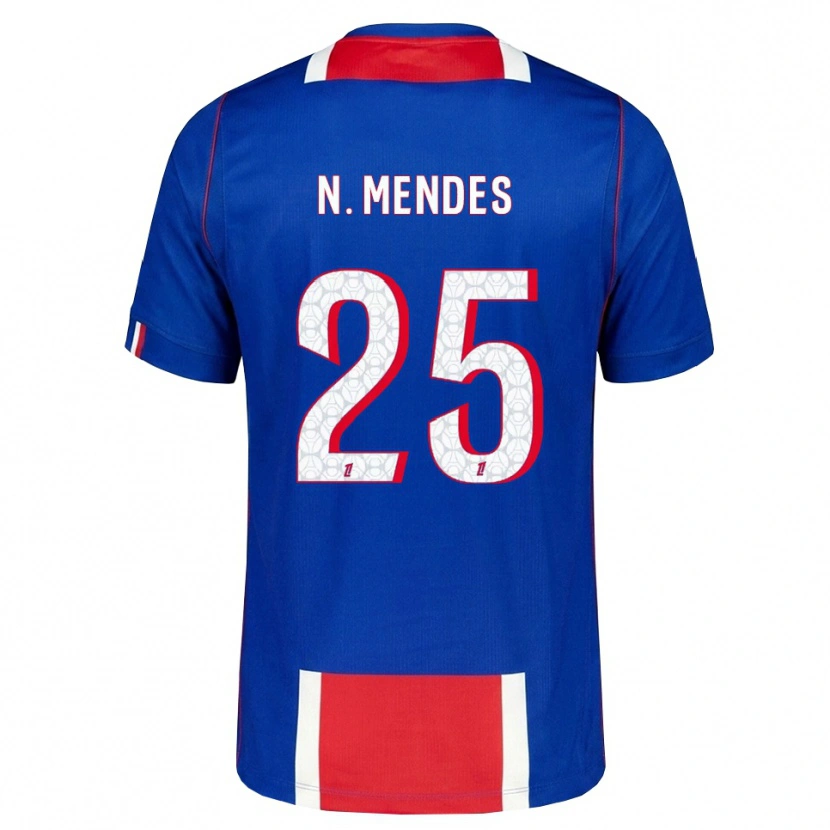 Danxen Kvinder Nuno Mendes #25 Rød Hvid Blå Hjemmebane Spillertrøjer 2026/27 Trøje T-Shirt