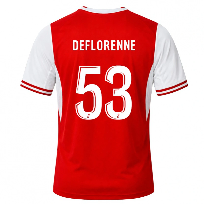 Danxen Kvinder Théo Deflorenne #53 Rød Hvid Hjemmebane Spillertrøjer 2026/27 Trøje T-Shirt