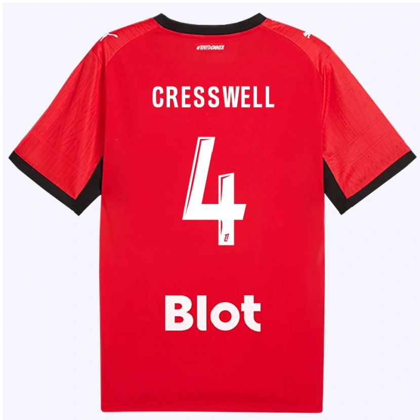 Danxen Kvinder Charlie Cresswell #4 Rød Sort Hvid Hjemmebane Spillertrøjer 2026/27 Trøje T-Shirt
