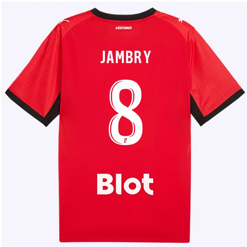 Danxen Kvinder Melvin Jambry #8 Rød Sort Hvid Hjemmebane Spillertrøjer 2026/27 Trøje T-Shirt