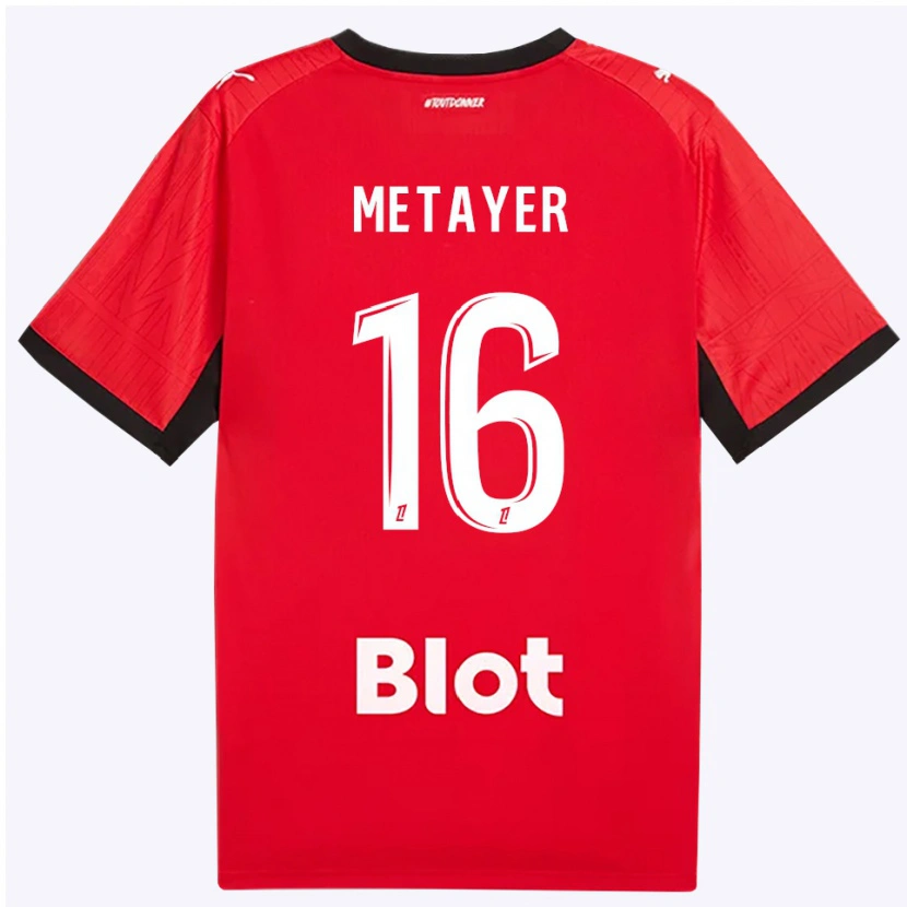 Danxen Kvinder Maxence Metayer #16 Rød Sort Hvid Hjemmebane Spillertrøjer 2026/27 Trøje T-Shirt