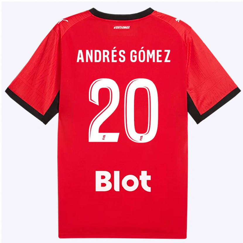 Danxen Kvinder Carlos Andrés Gómez #20 Rød Sort Hvid Hjemmebane Spillertrøjer 2026/27 Trøje T-Shirt