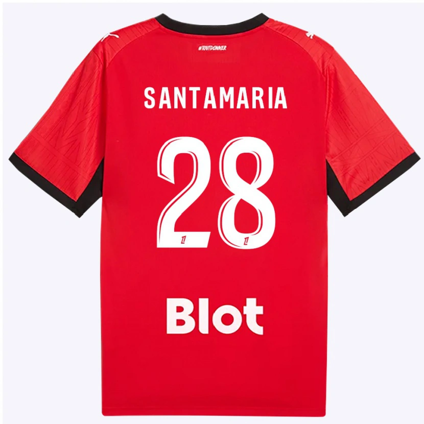 Danxen Kvinder Baptiste Santamaria #28 Rød Sort Hvid Hjemmebane Spillertrøjer 2026/27 Trøje T-Shirt