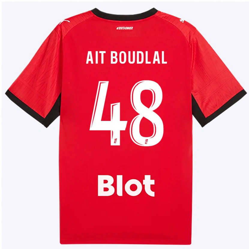 Danxen Kvinder Abdelhamid Ait Boudlal #48 Rød Sort Hvid Hjemmebane Spillertrøjer 2026/27 Trøje T-Shirt