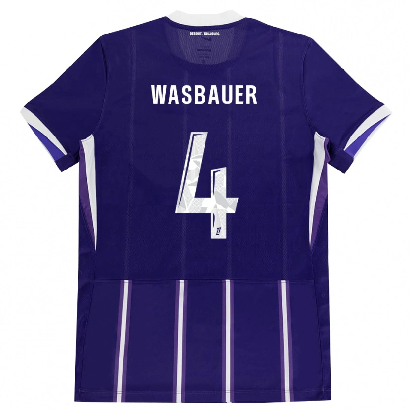 Danxen Kvinder Nicolas Wasbauer #4 Lilla Hvid Hjemmebane Spillertrøjer 2026/27 Trøje T-Shirt