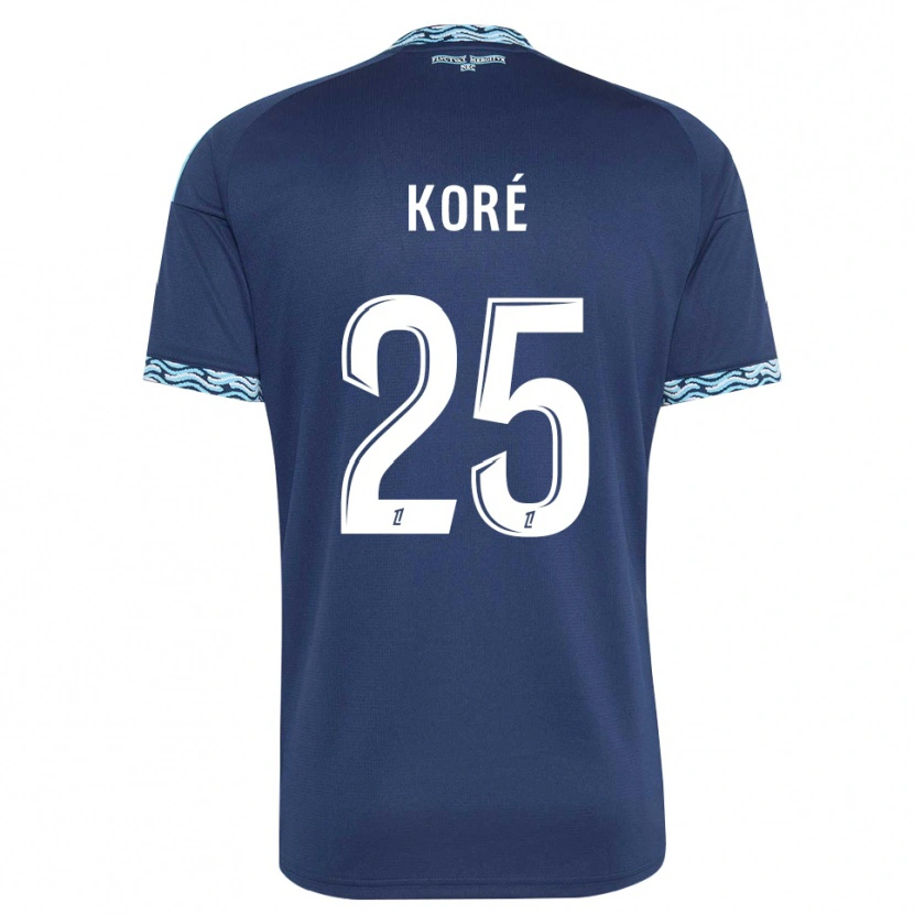 Danxen Kvinder Yoan Koré #25 Stålblå Hvid Hjemmebane Spillertrøjer 2026/27 Trøje T-Shirt