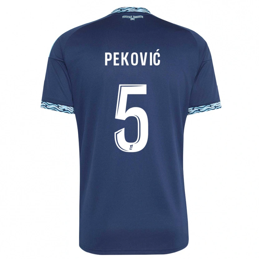 Danxen Kvinder Aleksa Peković #5 Stålblå Hvid Hjemmebane Spillertrøjer 2026/27 Trøje T-Shirt