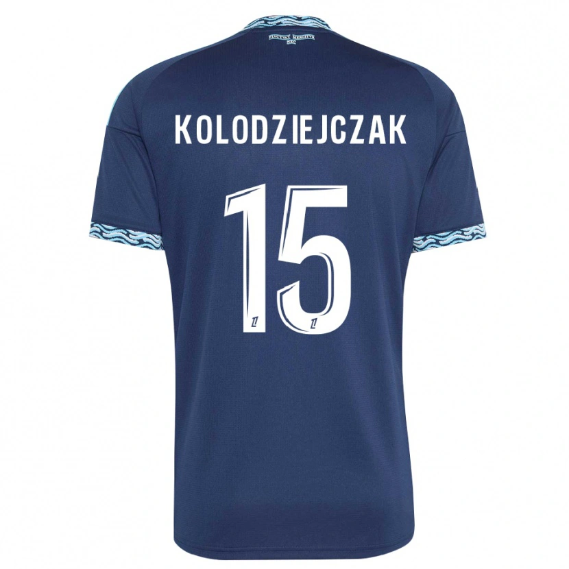 Danxen Kvinder Timothée Kolodziejczak #15 Stålblå Hvid Hjemmebane Spillertrøjer 2026/27 Trøje T-Shirt