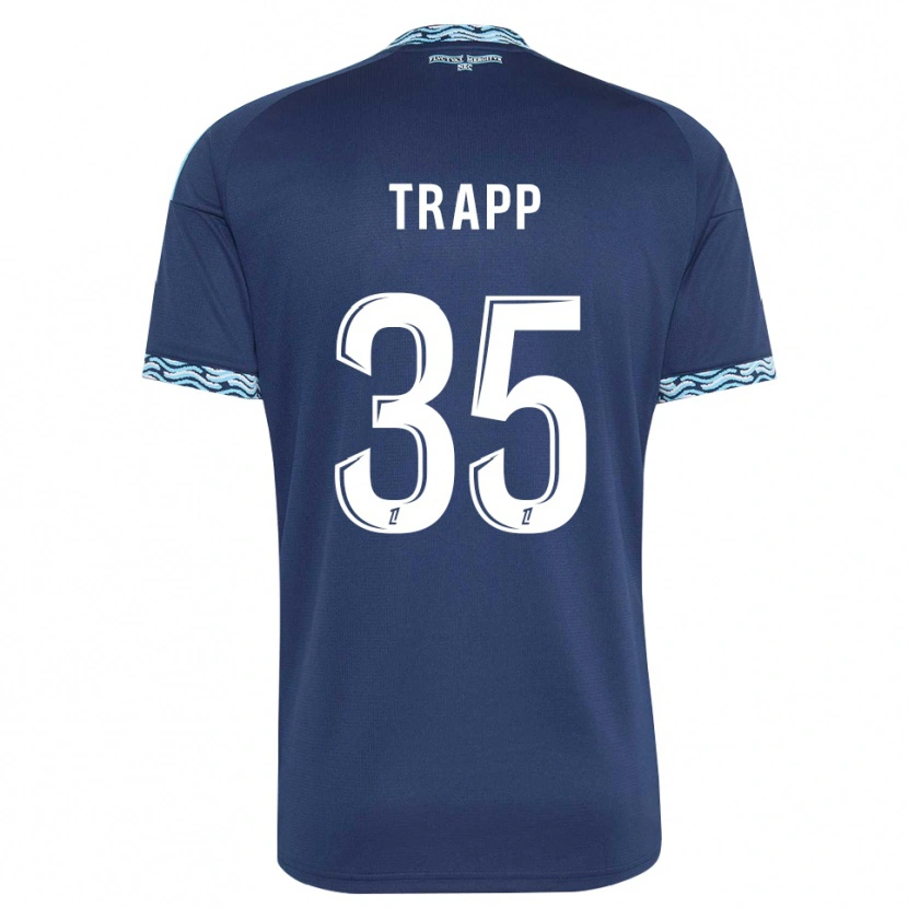 Danxen Kvinder Kevin Trapp #35 Stålblå Hvid Hjemmebane Spillertrøjer 2026/27 Trøje T-Shirt