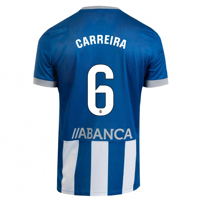 Danxen Kvinder David Carreira #6 Blå Grå Hvid Hjemmebane Spillertrøjer 2026/27 Trøje T-Shirt