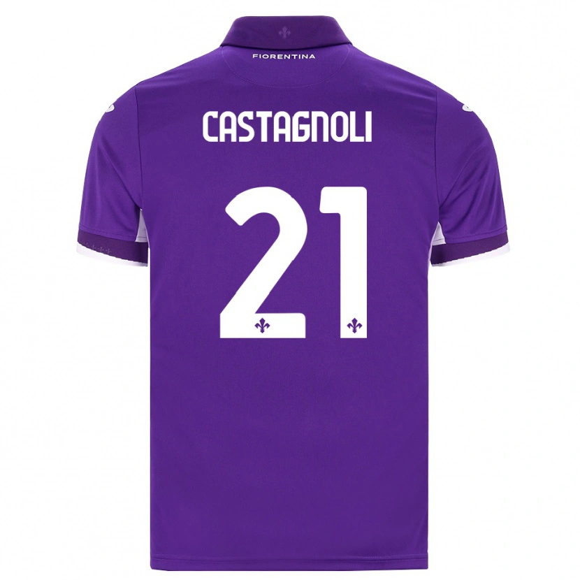 Danxen Kvinder Filippo Castagnoli #21 Lilla Hvid Pink Hjemmebane Spillertrøjer 2026/27 Trøje T-Shirt