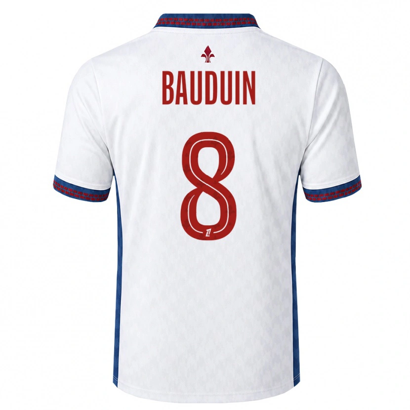 Danxen Kvinder Justine Bauduin #8 Rød Hvid Blå Udebane Spillertrøjer 2026/27 Trøje T-Shirt