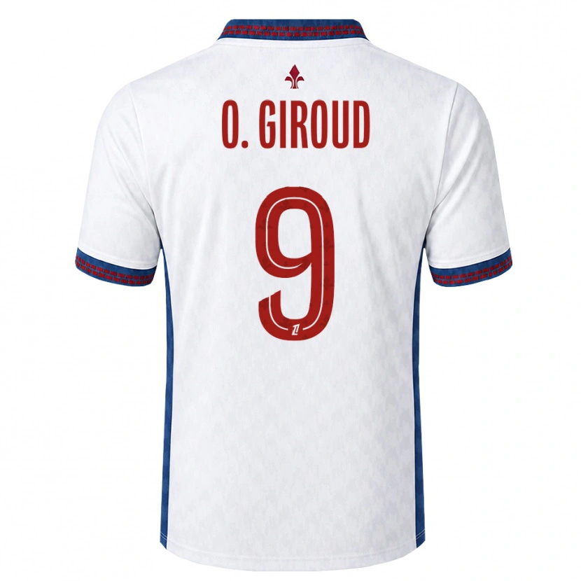 Danxen Kvinder Olivier Giroud #9 Rød Hvid Blå Udebane Spillertrøjer 2026/27 Trøje T-Shirt