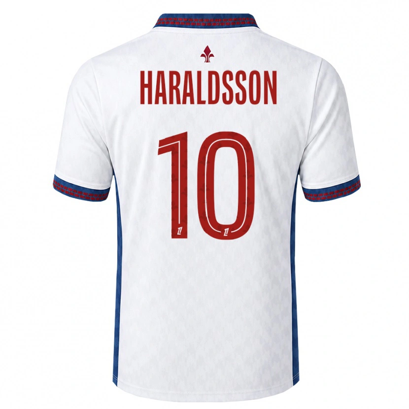 Danxen Kvinder Hákon Arnar Haraldsson #10 Rød Hvid Blå Udebane Spillertrøjer 2026/27 Trøje T-Shirt