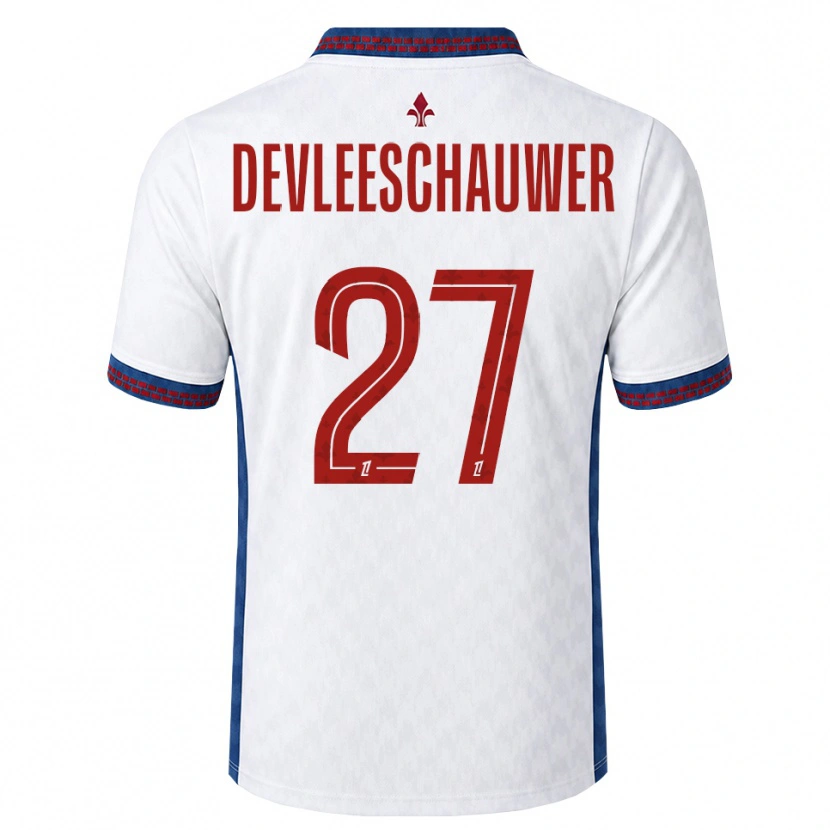 Danxen Kvinder Gwenaëlle Devleeschauwer #27 Rød Hvid Blå Udebane Spillertrøjer 2026/27 Trøje T-Shirt