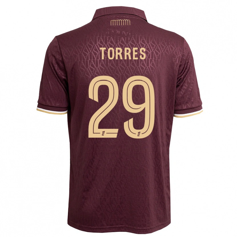 Danxen Kvinder Louis Torres #29 Mørkerød Sandfarvet Udebane Spillertrøjer 2026/27 Trøje T-Shirt