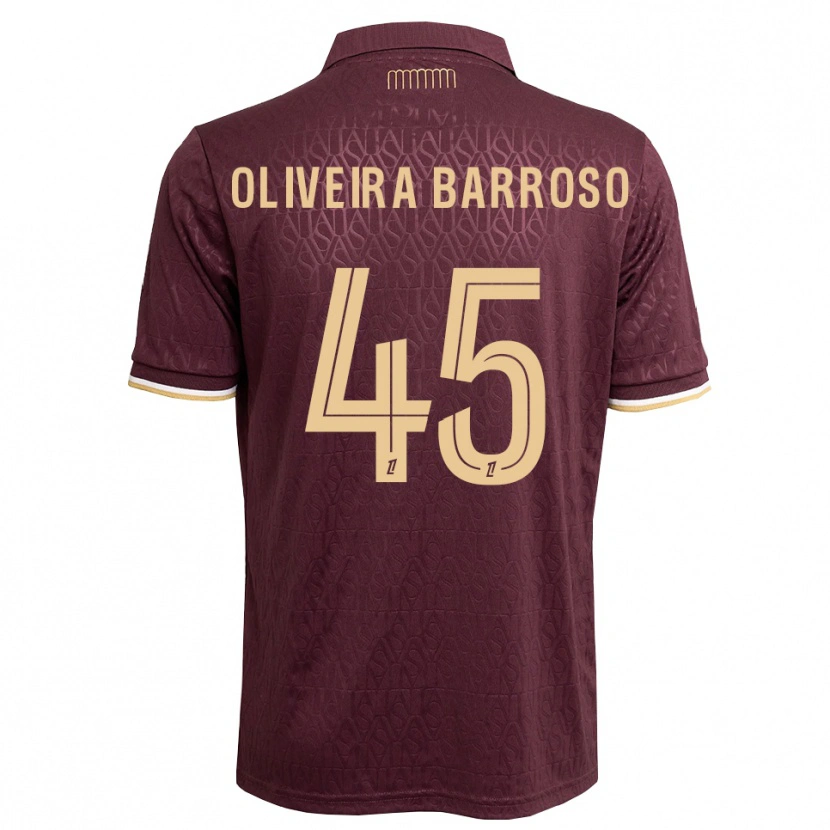 Danxen Kvinder Mickael Oliveira Barroso #45 Mørkerød Sandfarvet Udebane Spillertrøjer 2026/27 Trøje T-Shirt