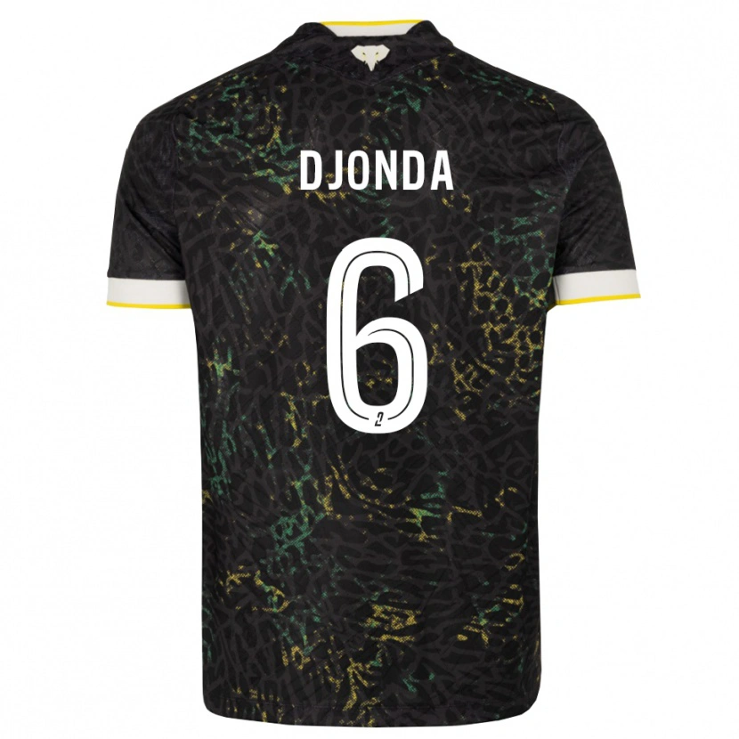 Danxen Kvinder Christian Djonda #6 Sort Hvid Gul Udebane Spillertrøjer 2026/27 Trøje T-Shirt