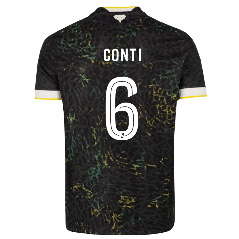 Danxen Kvinder Alexandre Conti #6 Sort Hvid Gul Udebane Spillertrøjer 2026/27 Trøje T-Shirt