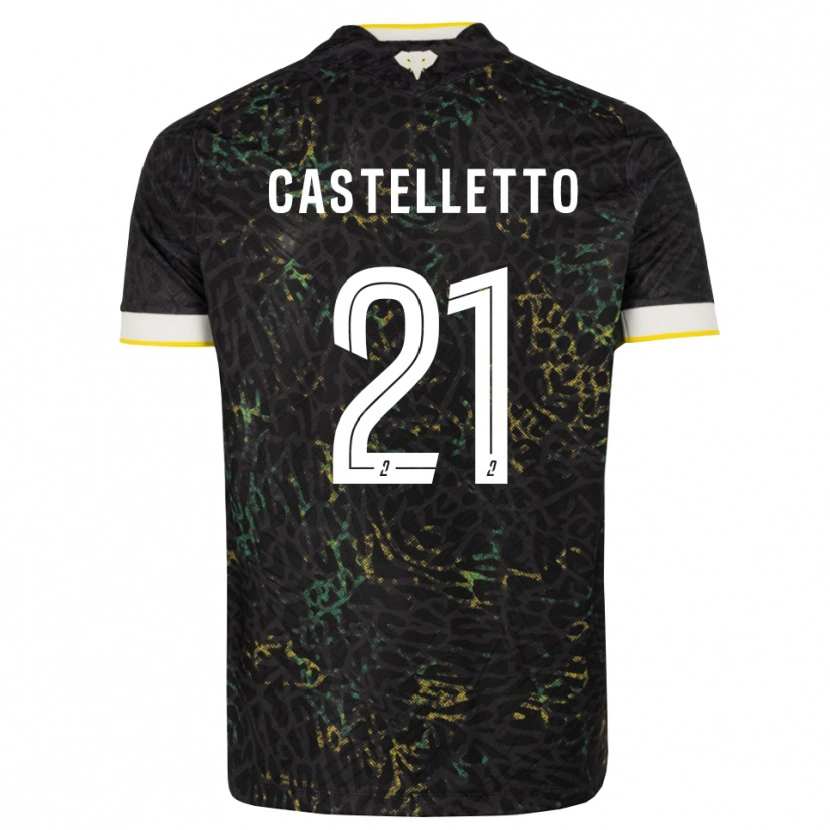 Danxen Kvinder Jean-Charles Castelletto #21 Sort Hvid Gul Udebane Spillertrøjer 2026/27 Trøje T-Shirt