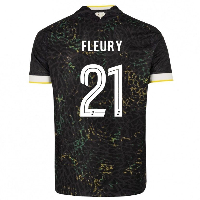 Danxen Kvinder Louise Fleury #21 Sort Hvid Gul Udebane Spillertrøjer 2026/27 Trøje T-Shirt