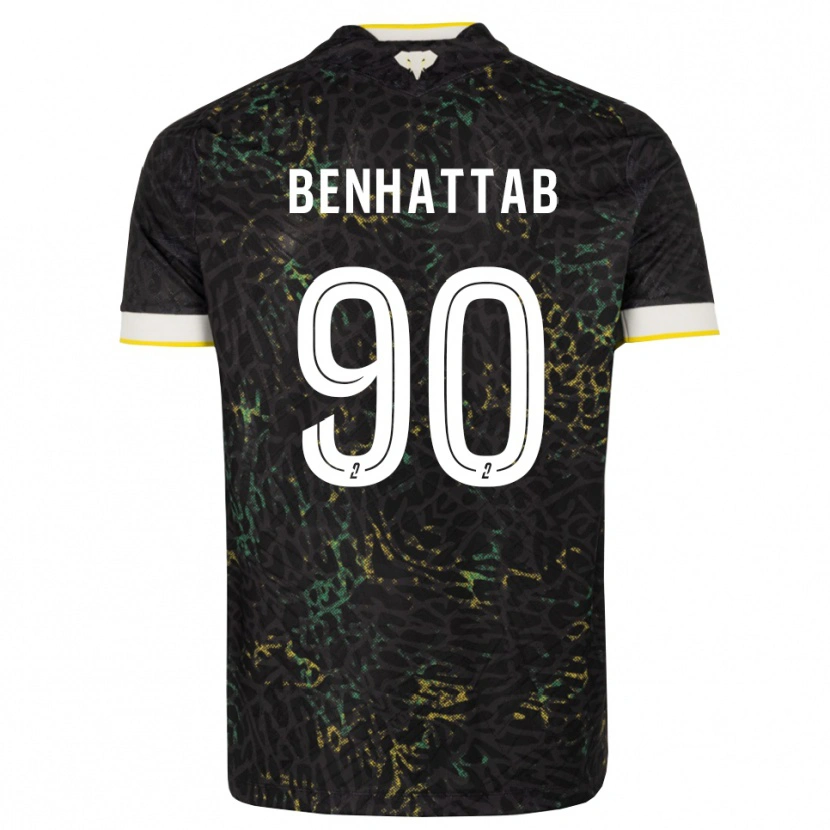 Danxen Kvinder Yassine Benhattab #90 Sort Hvid Gul Udebane Spillertrøjer 2026/27 Trøje T-Shirt