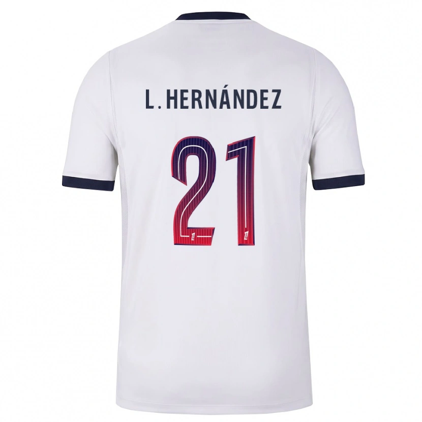 Danxen Kvinder Lucas Hernández #21 Hvid Sort Rød Udebane Spillertrøjer 2026/27 Trøje T-Shirt