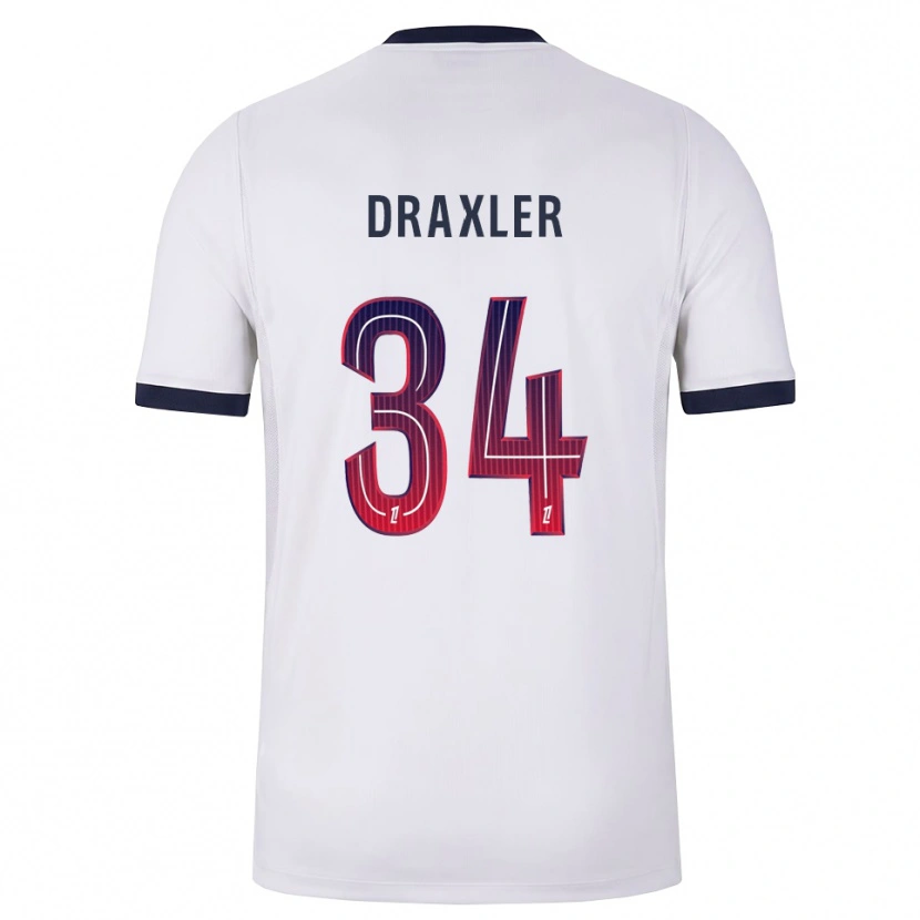 Danxen Kvinder Julian Draxler #34 Hvid Sort Rød Udebane Spillertrøjer 2026/27 Trøje T-Shirt