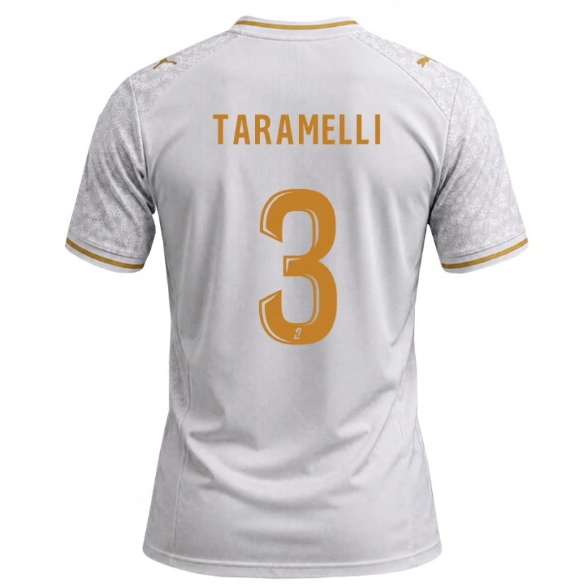 Danxen Kvinder Valentin Taramelli #3 Hvid Grå Gyldenrod Udebane Spillertrøjer 2026/27 Trøje T-Shirt