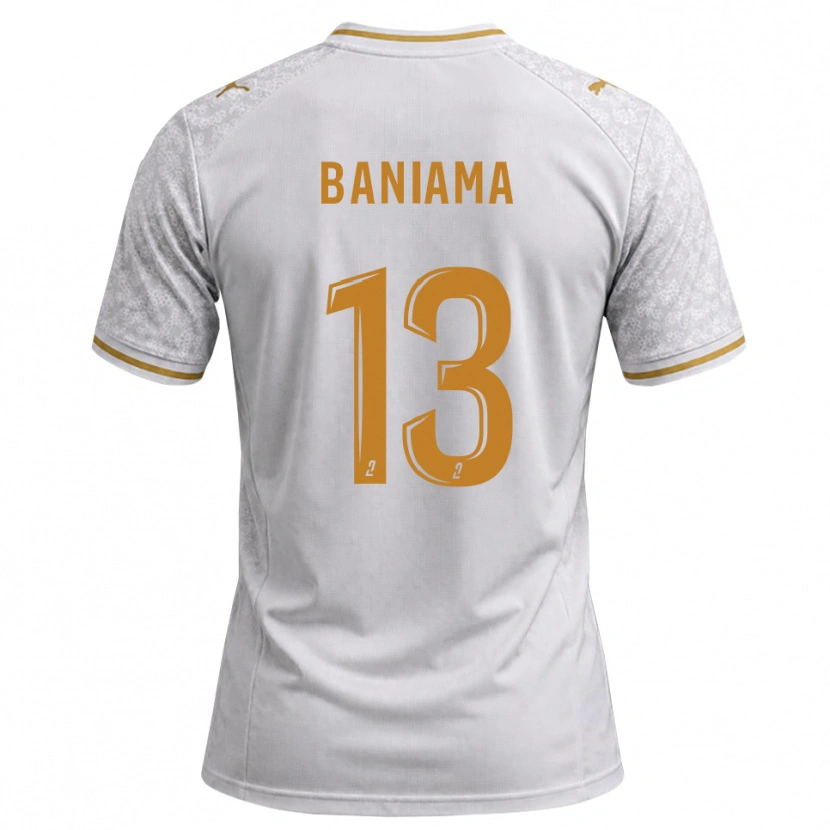 Danxen Kvinder Messie Baniama #13 Hvid Grå Gyldenrod Udebane Spillertrøjer 2026/27 Trøje T-Shirt