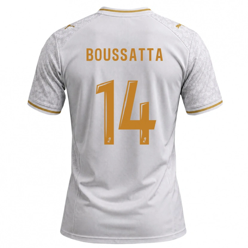 Danxen Kvinder Naïl Boussatta #14 Hvid Grå Gyldenrod Udebane Spillertrøjer 2026/27 Trøje T-Shirt