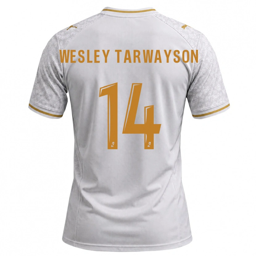 Danxen Kvinder James Wesley Tarwayson #14 Hvid Grå Gyldenrod Udebane Spillertrøjer 2026/27 Trøje T-Shirt
